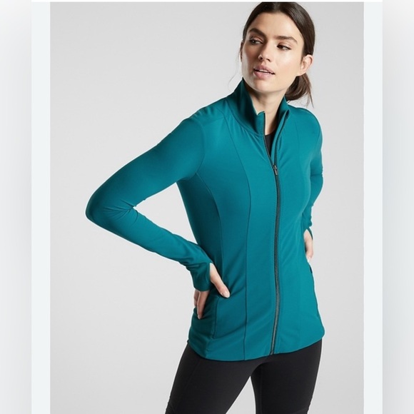 Athleta zip up jacket workout Athleisure green small teal - Picture 1 of 3